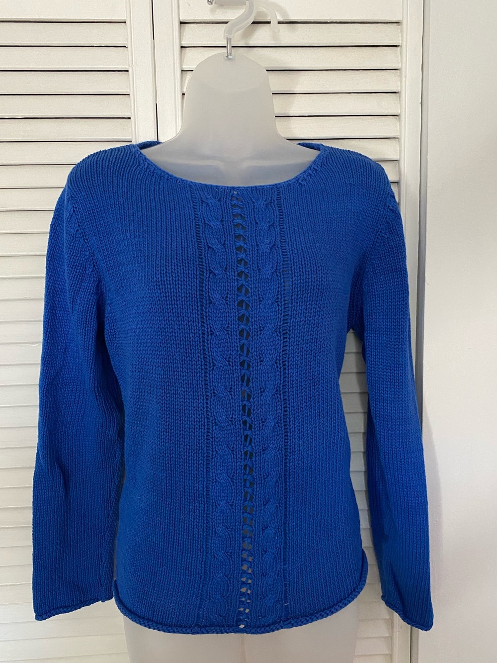 Jax Royal Blue Cable-Front Crewneck Sweater
